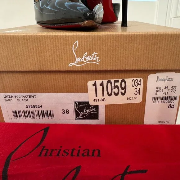 Size 38 - Christian Louboutin Iriza Pump 100 Patent Black - Picture 2 of 5